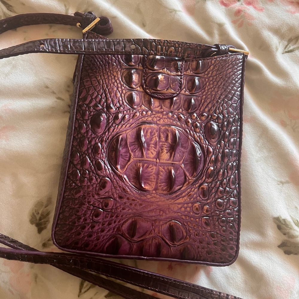 Brahmin Purple Crocodile Embossed Crossbody Bag